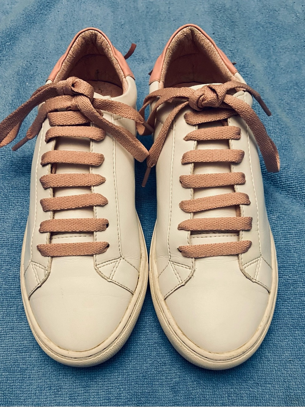 Givenchy White & Pink Calf Skin Leather Sneakers Urban Street Knots Size 7 - Picture 2 of 14